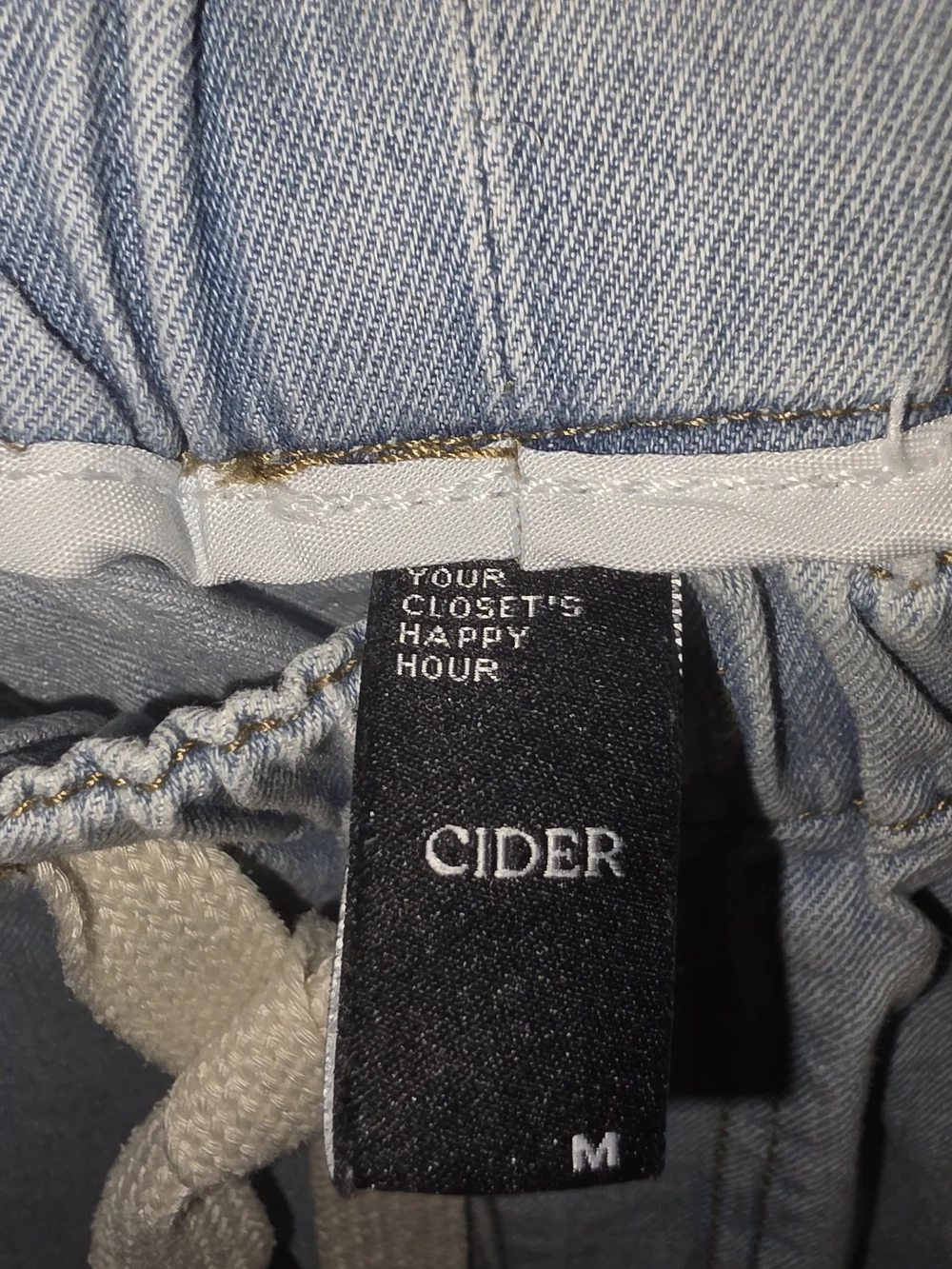 Cider Light Blue Wide-Leg Drawstring Jeans
